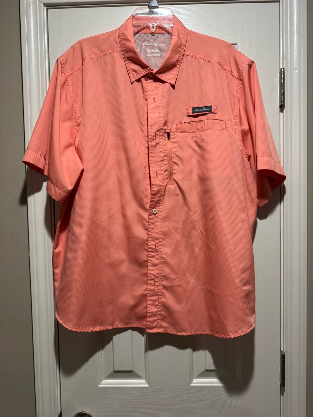 Eddie Bauer Men's Short-Sleeve Fishing Shirt in Coral